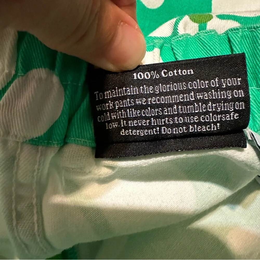 Big Bud Press Green Floral Work Pants Fun Bright Retro Shorts Size XXS - Picture 5 of 8